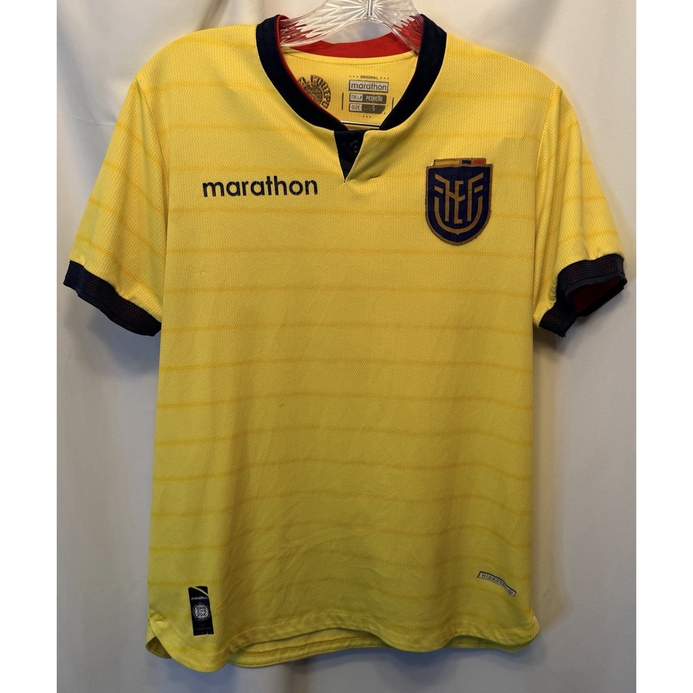 Marathon Ecuador National Team Soccer Jersey Size Small Yellow Home Shirt Crest